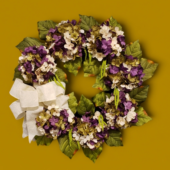 Purple Blended Hydrangea Grapevine Wreath Luxury Home Decor - Picture 1 of 4